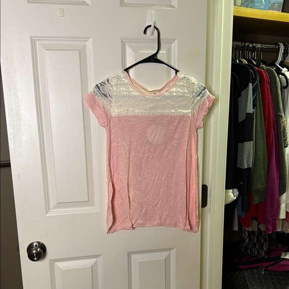 Hayden Los Angeles Hayden Girls Pink Lace Tee - Picture 1 of 3